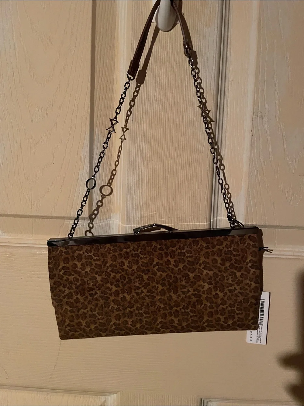 XOXO Leopard Print Chain-Handle Clutch - Brown